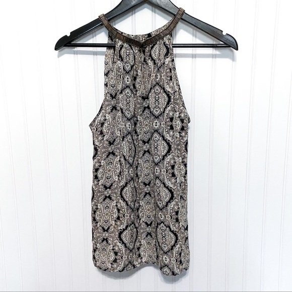 Joie Francis 100% Silk Tank Dusty Pink Sand Beaded Halter Sleeveless Blouse - Picture 4 of 6